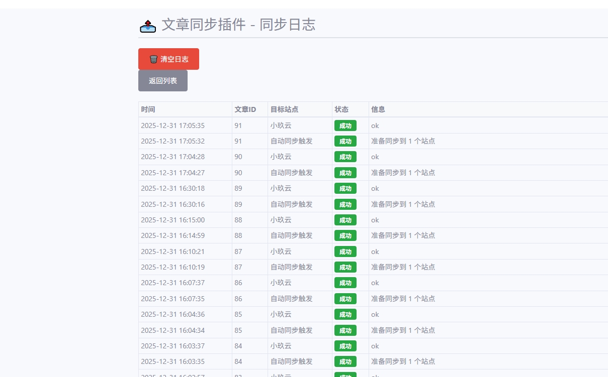 Emlog文章同步插件 推送克隆 多站自动同步 批量同步文章